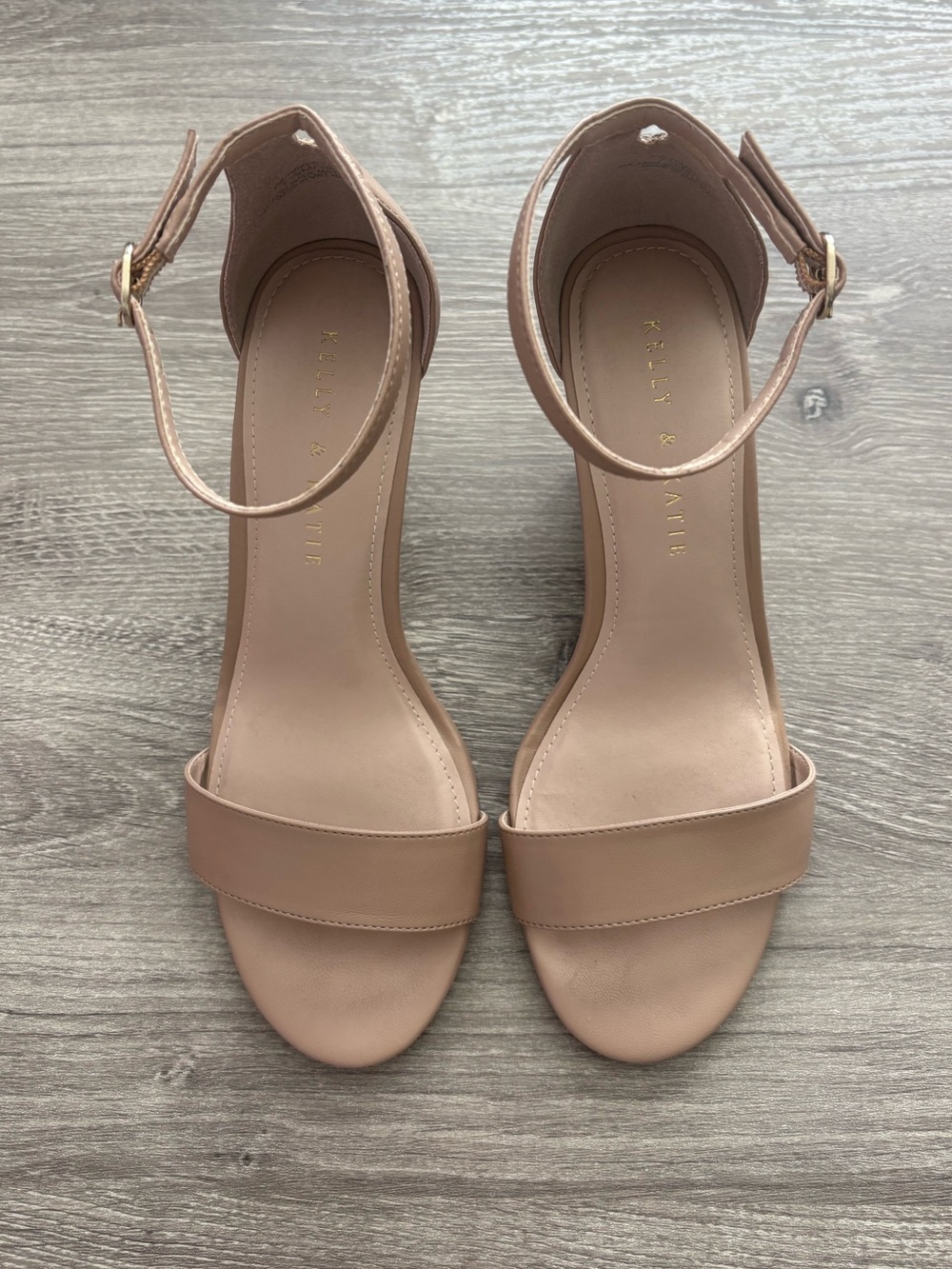 Kelly & Katie Nude Ankle-Strap Wedge Heel Sandals